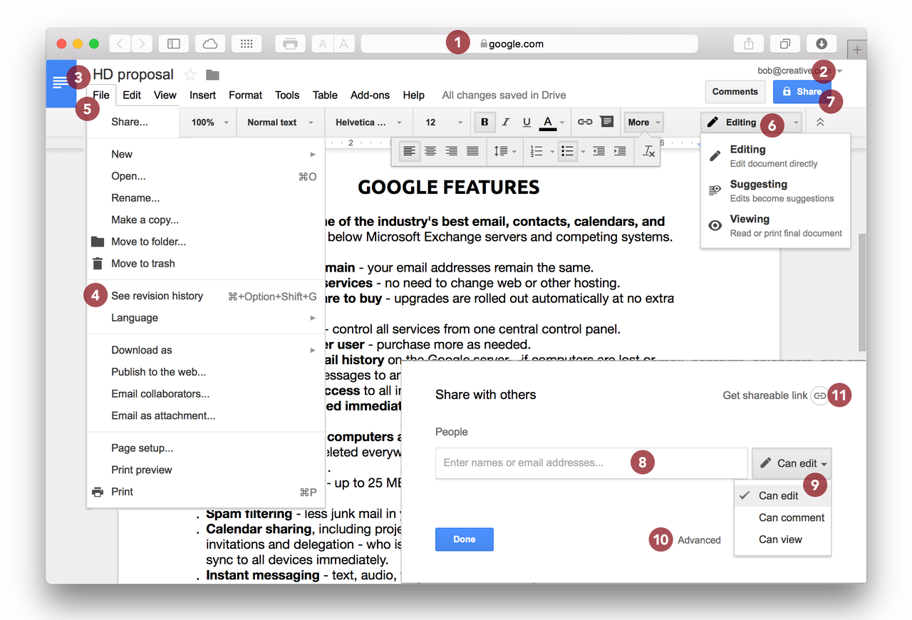 how to use google docs shared documents