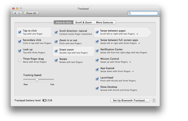 Trackpad-settings